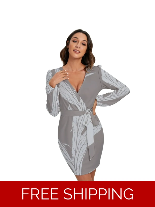 Motiff Long Sleeve Dress with Waist Belt